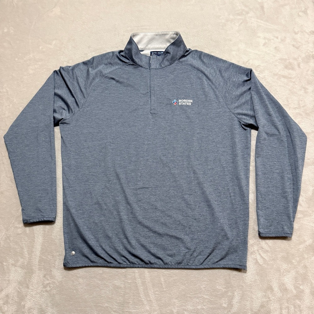 Peter Millar Crown Crafted Pullover Mens XL Slate Blue 1/4 Zip Golf Performance
